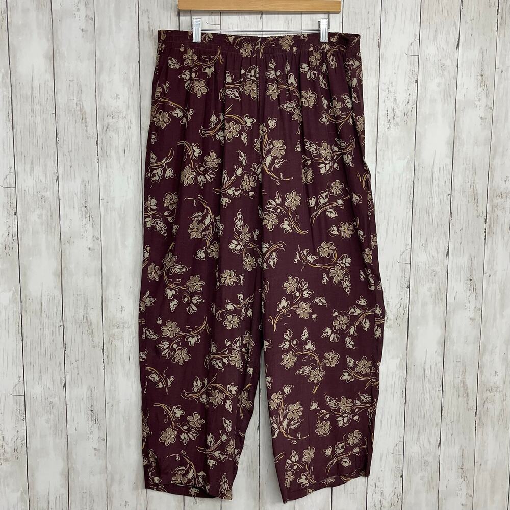 Vintage 90s Sophisticates Jonathan Martin Purple Floral Pants High Rise Rayon L
